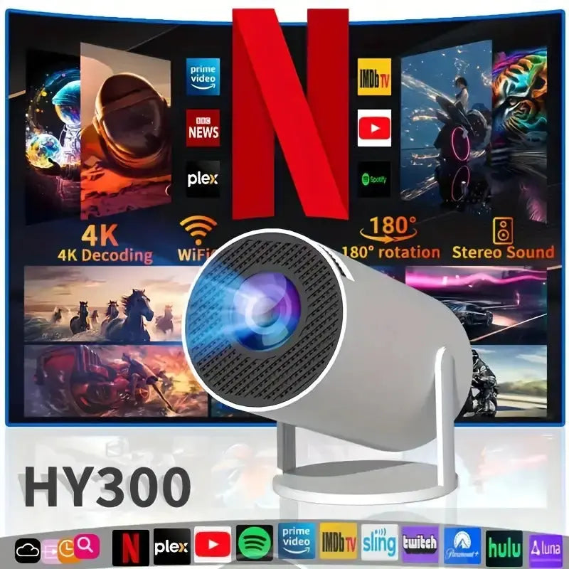 Mini proyector 720P, con 4K, Android 13.0, Wifi 6 y Wireless 5.2, 12000 lúmenes, giratoria de 180° Dropshipman
