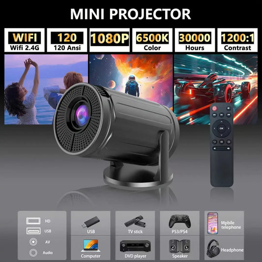 Proyector mini 1080P Full HD 4K - Cine en casa 120 lumenes ANSI, video HD 1080P Dropshipman