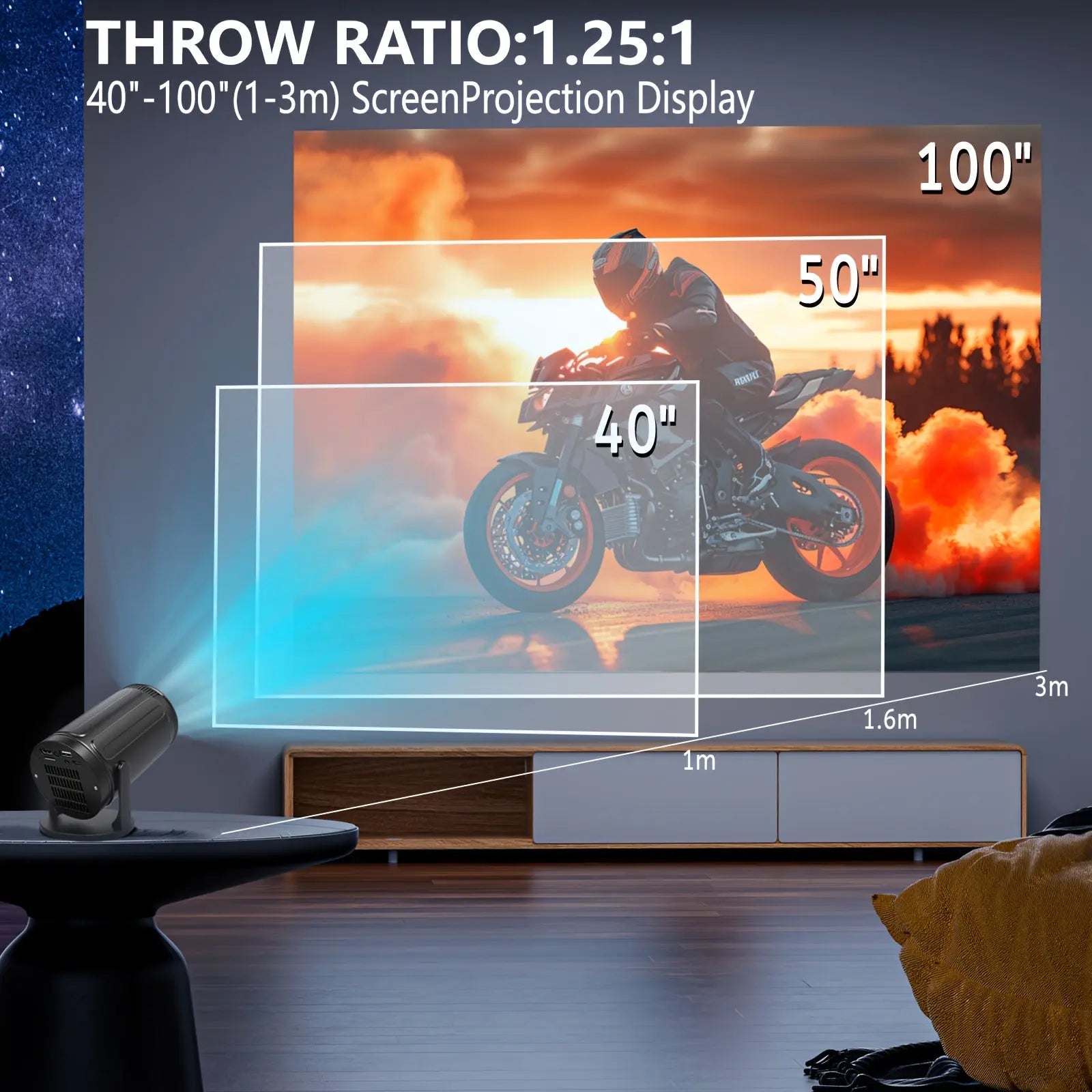 Proyector mini 1080P Full HD 4K - Cine en casa 120 lumenes ANSI, video HD 1080P Dropshipman